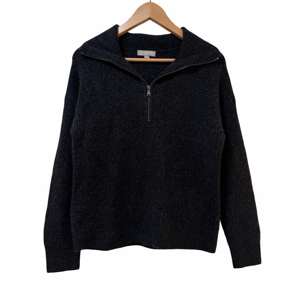 J Crew Womens 1/2 Zip Wool‎ Alpaca Blend Pullover Sweater Size XS Gray Fisherman